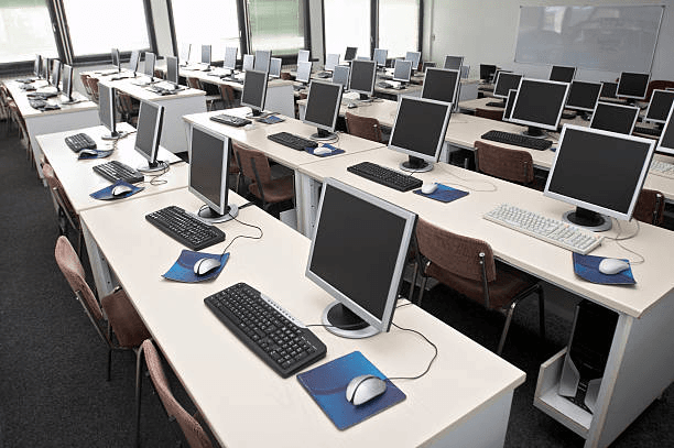 A clean and proper classroom well suited for science and math